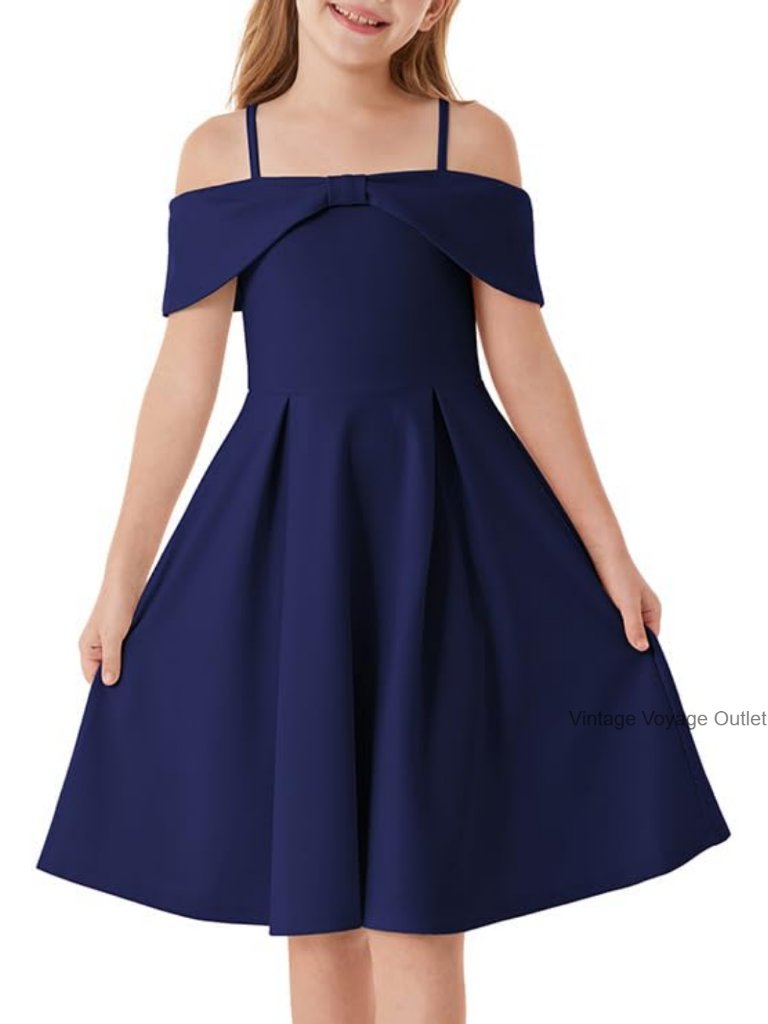 Off Shoulder A-Line Bowknot Party Dress For Girls
